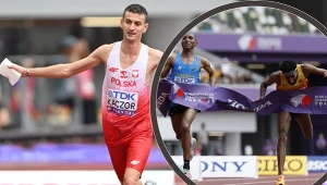 Mateusz Kaczor, a w ramce niesamowity finisz Tanzańczyka Simbu i Niemca Petrosa