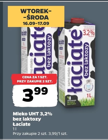 Mleko bez laktozy Łaciate