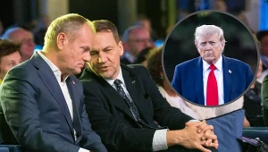 Premier Donald Tusk, wicepremier Radosław Sikorski i prezydent USA Donald Trump