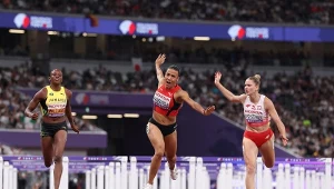 Od lewej: Danielle Williams, Ditaji Kambundji i Pia Skrzyszowska