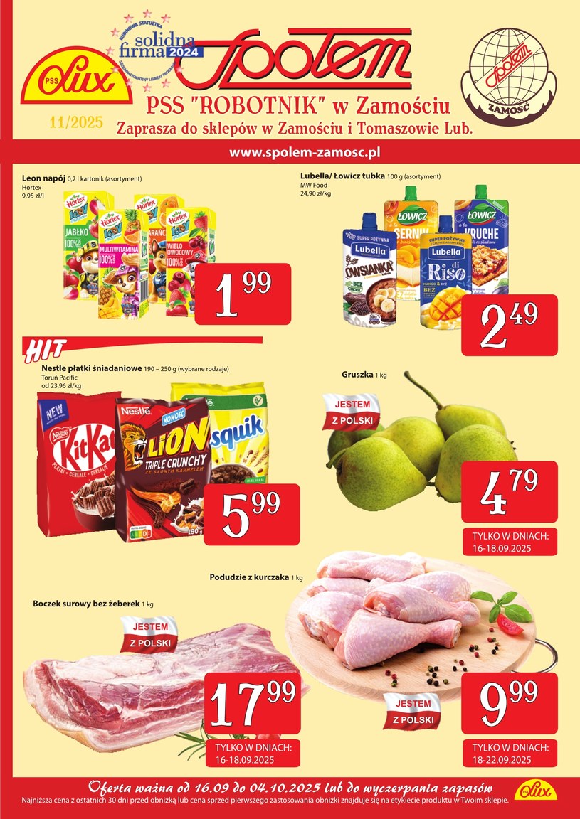 Gazetka promocyjna PSS Zamość - ważna od 16. 09. 2025 do 04. 10. 2025