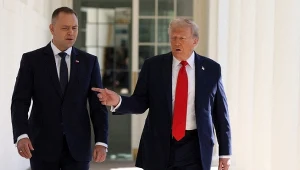 Karol Nawrocki podczas spotkania z Donaldem Trumpem w Waszyngtonie