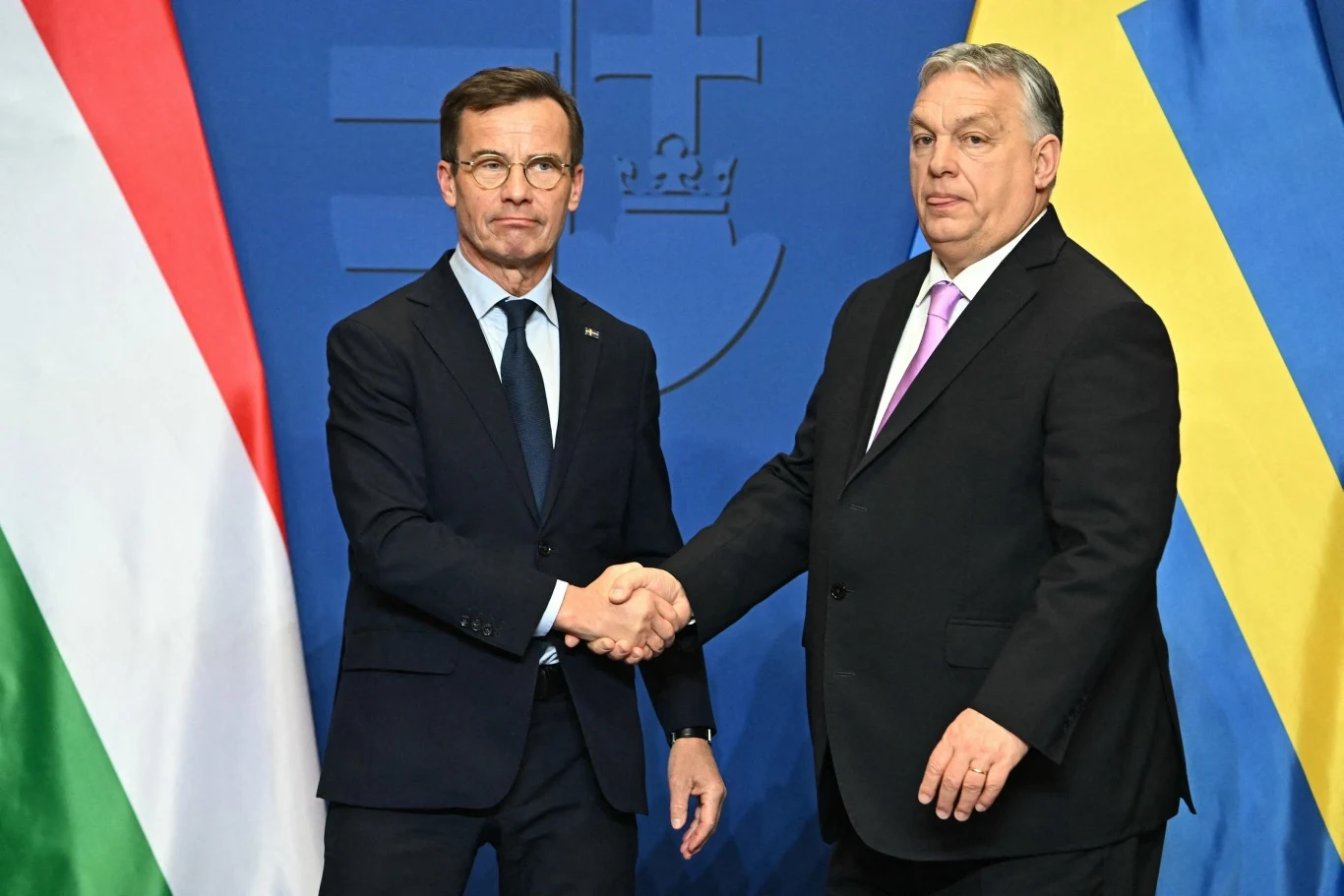 Premier Szwecji Ulf Kristersson i premier Węgier Viktor Orban Premier Szwecji Ulf Kristersson i premier Węgier Viktor Orban