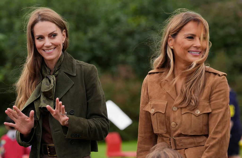 Księżna Kate i Melania Trump w dopasowanych stylizacjach. Wybrały tego samego projektanta