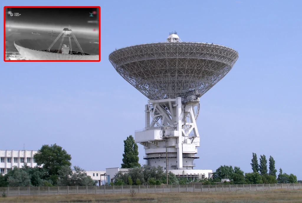 Ukraiński dron zniszczył radioteleskop RT-70 na Krymie. Jest nagranie z ataku