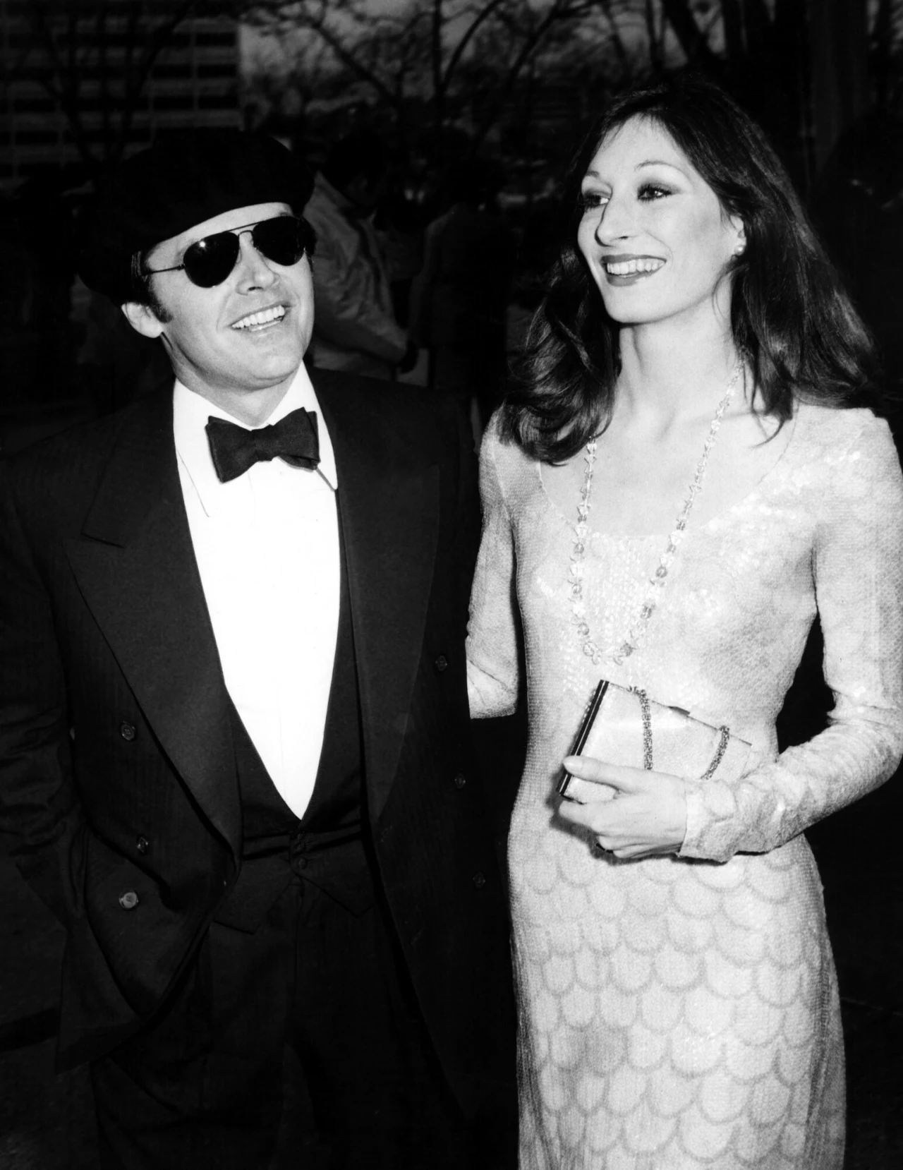Jack Nicholson i Anjelica Huston na gali wręczenia Oscarów w 1974 roku.