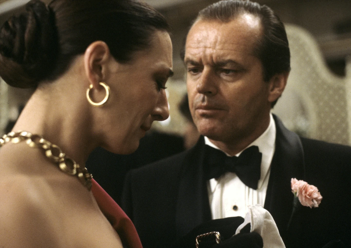  Anjelica Huston i Jack Nicholson na planie filmu „Honor Prizzich”, 1985 rok.