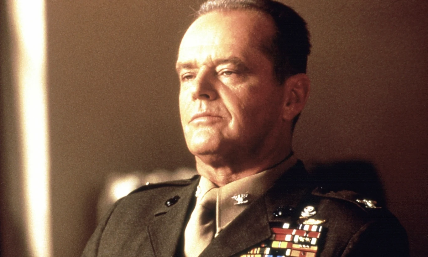 Jack Nicholson na planie filmu „Ludzie honoru”, 1992 rok.
