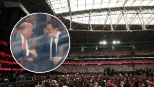 Prezydent USA Donald Trump i Elon Musk podczas uroczystości upamiętniającej Charliego Kirka