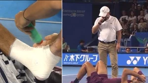 Carlos Alcaraz w piątym gemie nagle upadł na kort. Wrócił do po interwencji medycznej. A później spotkanie i tak przerwano