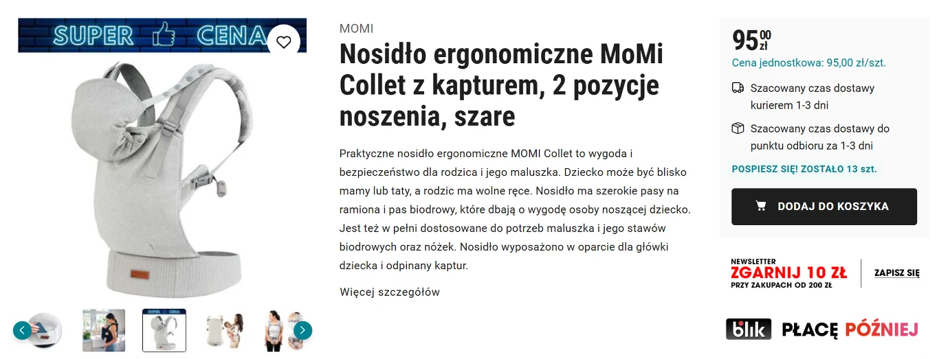 Nosidło ergonomiczne MoMi Collet z Biedronka Home Nosidło ergonomiczne MoMi Collet z Biedronka Home