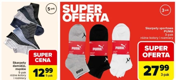 Super oferta na skarpetki Puma w Carrefourze