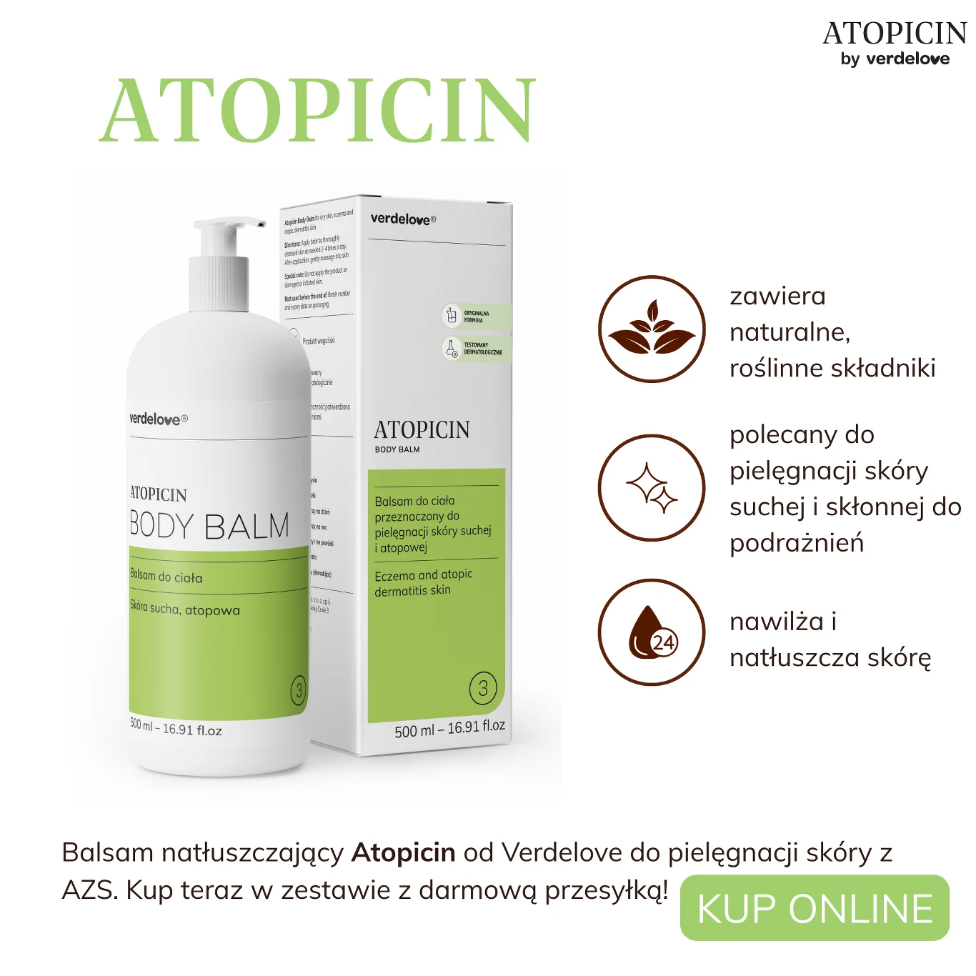 Balsam natłuszczający Atopicin daje uczucie nawilżenia przez cały dzień