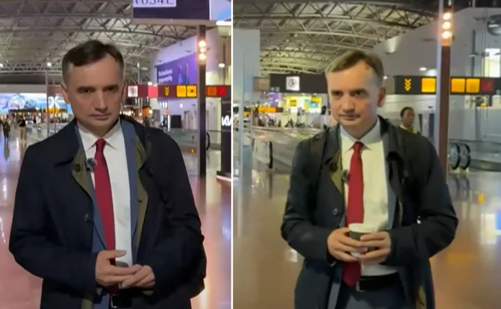 Zbigniew Ziobro na lotnisku w Brukseli