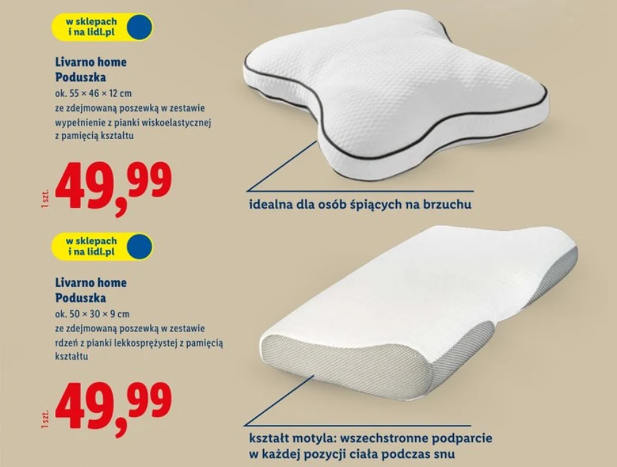 Poduszki ortopedyczne Livarno Home z Lidla
