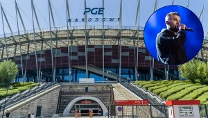 Koncert Maxa Korża. Flaga banderowców na PGE Narodowym