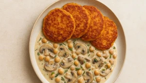 Złociste placuszki z batatów z kremowym sosem, czyli comfort food w jesiennym wydaniu