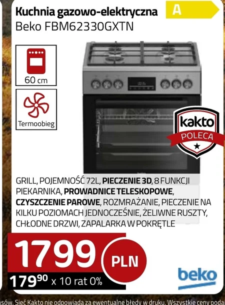 Kuchenka gazowo-elektryczna Beko