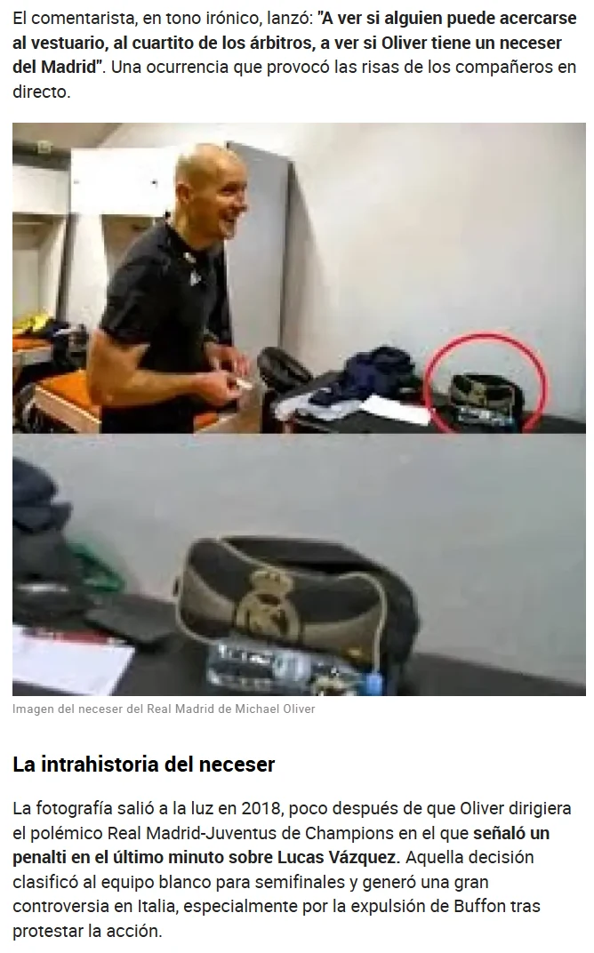 Mężczyzna w sportowym stroju stoi w szatni i rozmawia, na stole przed nim znajduje się kilka kosmetyczek, w tym jedna z logo Realu Madryt oraz ubrania sportowe.