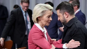 Przewodnicząca Komisji Europejskiej Ursula von der Leyen i prezydent Ukrainy Wołodymyr Zełenski