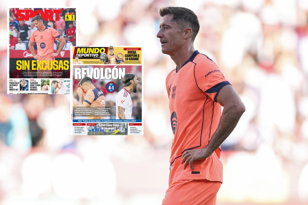 Robert Lewandowski znalazł się na "jedynkach" hiszpańskiej prasy po porażce Barcelony z Sevillą