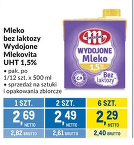 Mleko bez laktozy Mlekovita