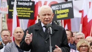 Jarosław Kaczyński podczas demonstracji PiS przed Ministerstwem Sprawiedliwości we wrześniu 2024 roku