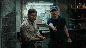 Stephen Graham i Jan Komasa na planie filmu "Dobry chłopiec"