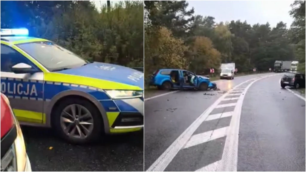 Wypadek w miejscowości Wola Łącka na Mazowszu