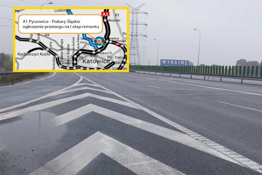 Autostrada A1 z widocznymi pofałdowaniami. Drogi zostanie poddana generalnemu remontowi