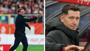 Na zdjęciu selekcjoner reprezentacji Polski Jan Urban oraz jej kapitan - Robert Lewandowski