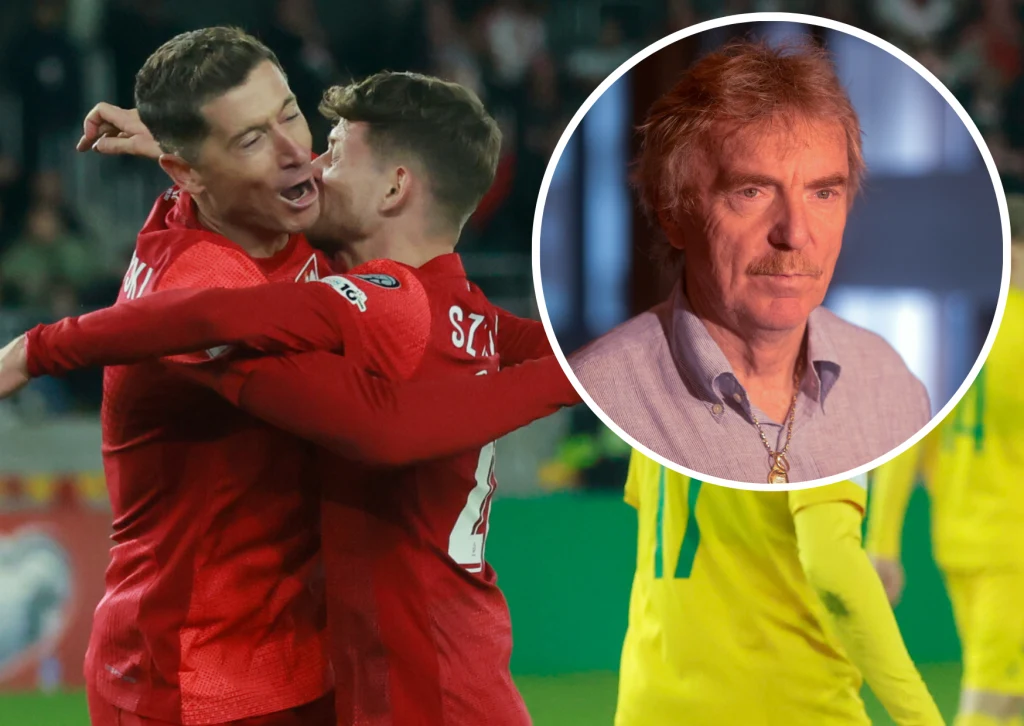 Robert Lewandowski i Sebastian Szymański, w kółku Zbigniew Boniek (zdj, Piotr Kamionka) Robert Lewandowski i Sebastian Szymański, w kółku Zbigniew Boniek (zdj, Piotr Kamionka)