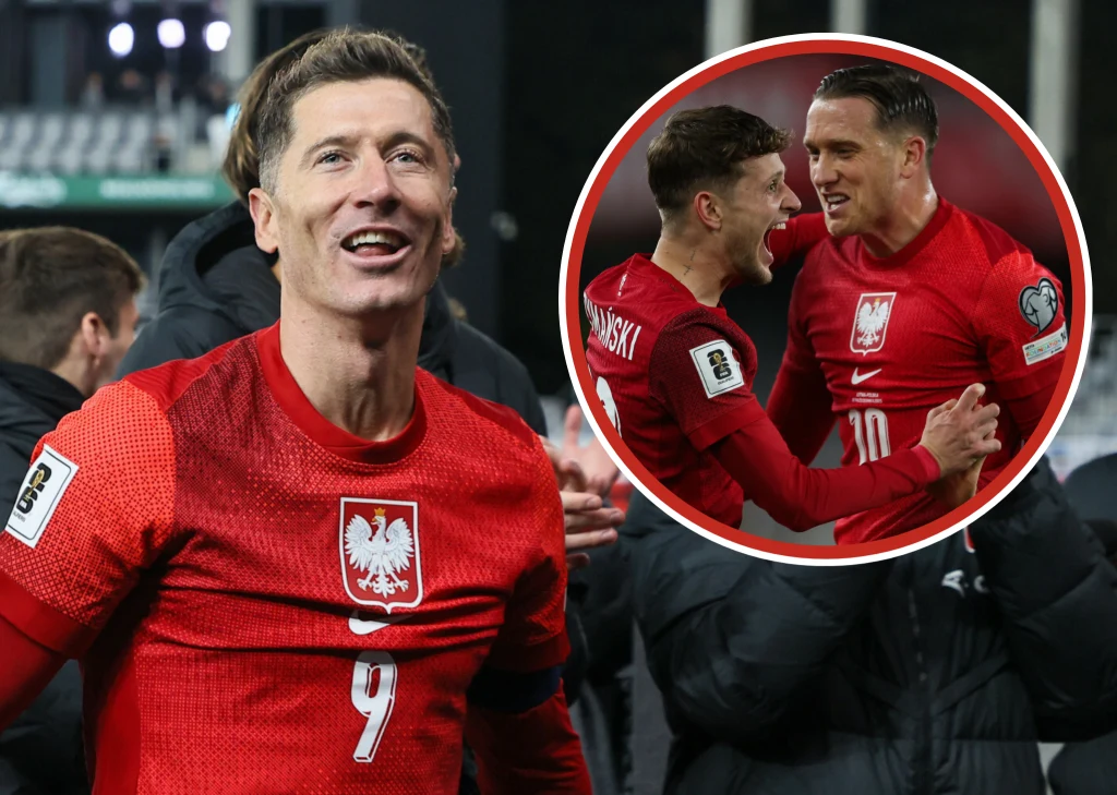 Reprezentacja Polski. Na zdjęciu Robert Lewandowski, Sebastian Szymański oraz Piotr Zieliński