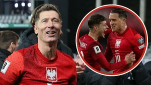 Reprezentacja Polski. Na zdjęciu Robert Lewandowski, Sebastian Szymański oraz Piotr Zieliński