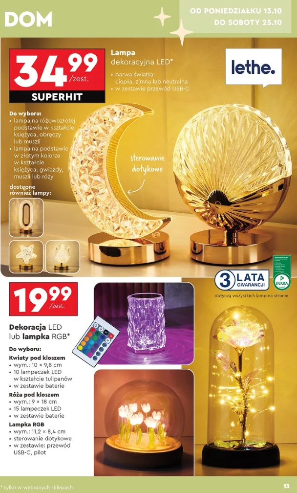 Stylowe lampy LED Lethe z Biedronki Stylowe lampy LED Lethe z Biedronki