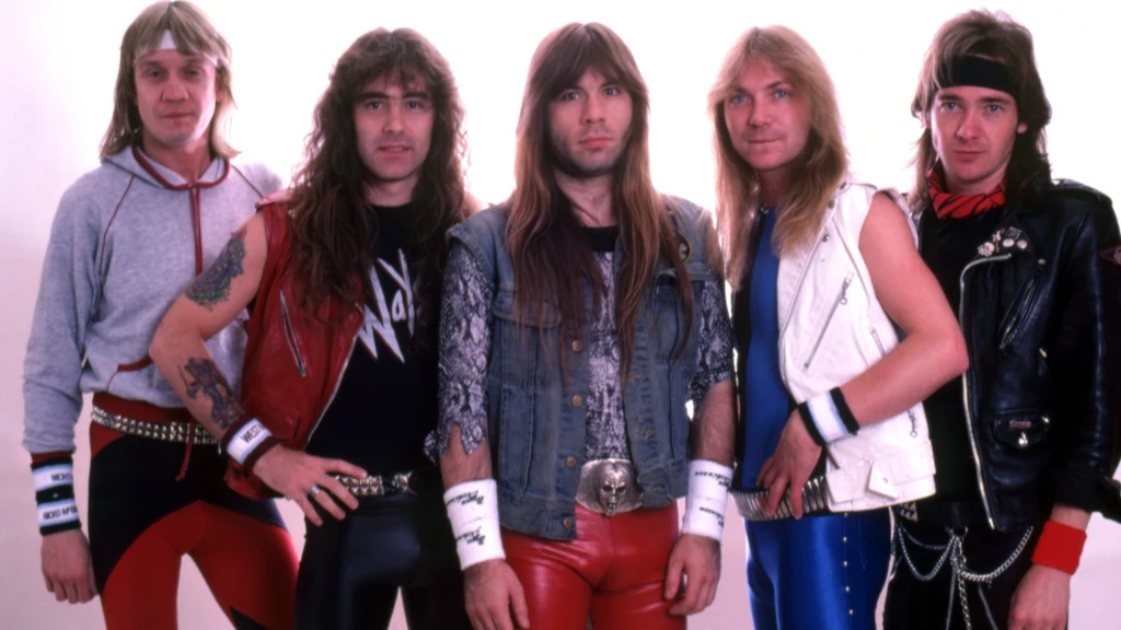 Iron Maiden, 1985 r, (od lewej Nicko McBrain, Steve Harris, Bruce Dickinson, Dave Murray, Adrian Smith