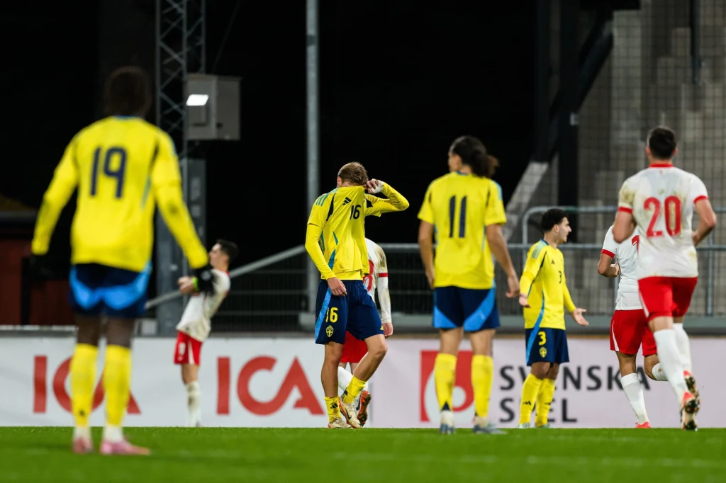 Kadr z meczu Polska - Szwecja U-21