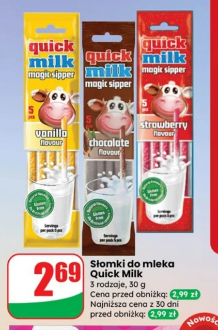 Słomki o smaku czekoladowym Quick Milk