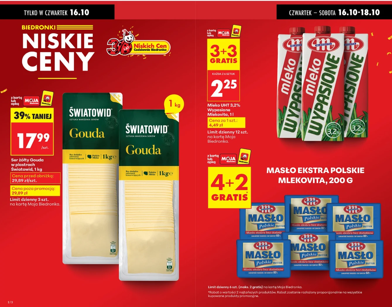 Promocja na ser, masło i mleko z kartą w Biedronce
