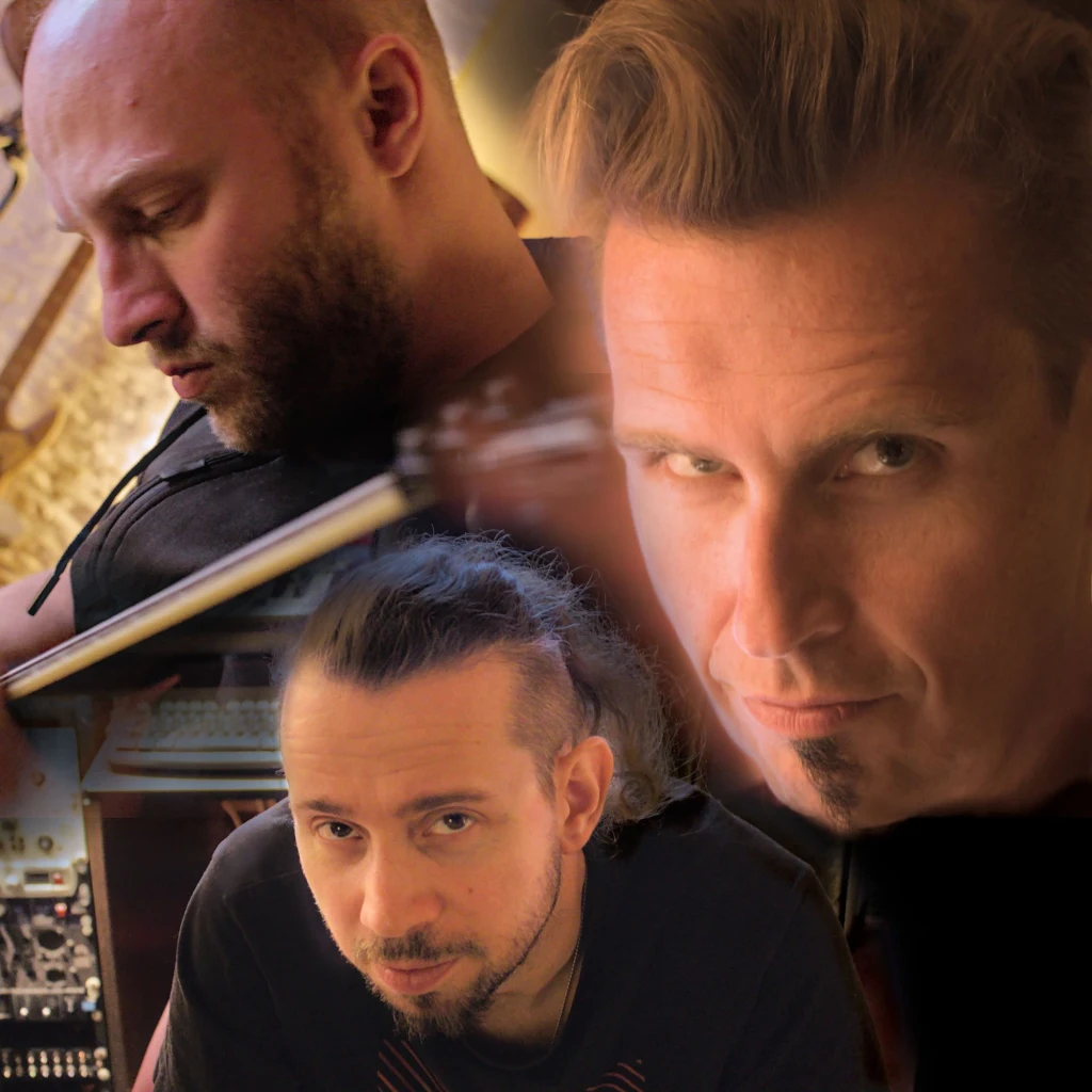 NeWBReeD szykuje nowy album Portrety trzech mężczyzn zestawione w kolażu, każdy z nich o innym wyrazie twarzy, w tle widać sprzęt studyjny oraz delikatne światło podkreślające nastrój całości.