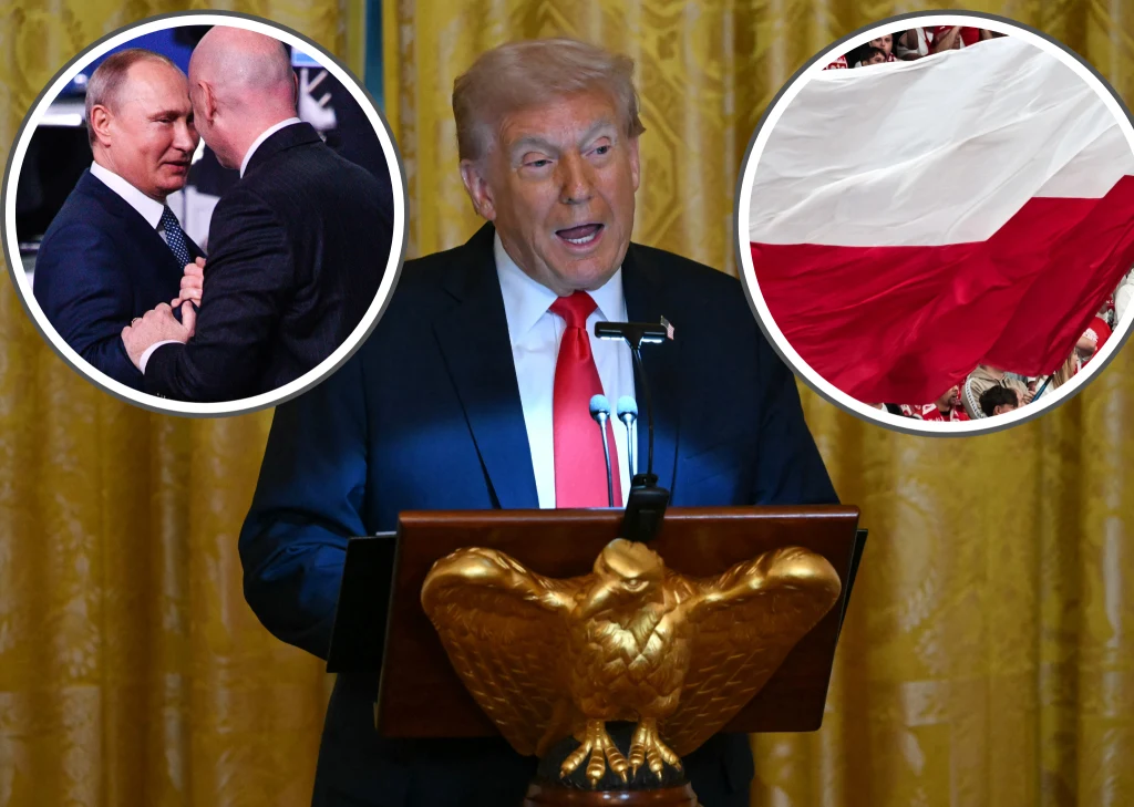 Na zdjęciu prezydent Rosji Władimir Putin, szef FIFA Gianni Infantino oraz głowa Stanów Zjednoczonych Donald Trump Na zdjęciu prezydent Rosji Władimir Putin, szef FIFA Gianni Infantino oraz głowa Stanów Zjednoczonych Donald Trump