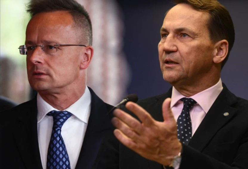 Peter Szijjarto i Radosław Sikorski Peter Szijjarto i Radosław Sikorski