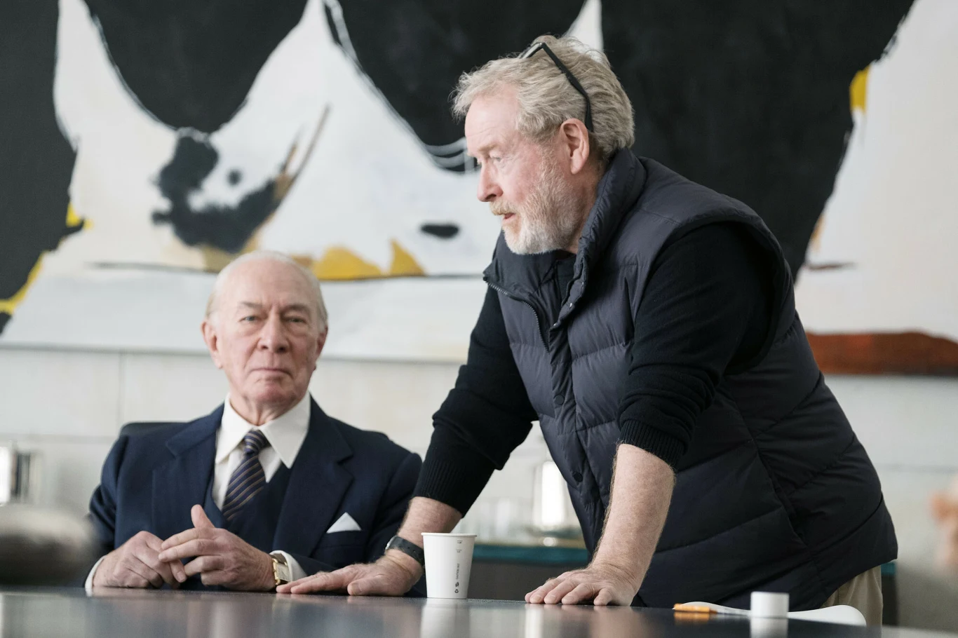Christopher Plummer i Ridley Scott na planie "Wszystkich pieniędzy świata" Christopher Plummer i Ridley Scott na planie "Wszystkich pieniędzy świata"