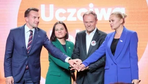 Adam Szłapka, Urszula Zielińska, Donald Tusk i Barbara Nowacka w październiku 2022 roku