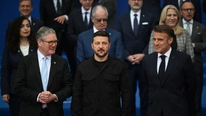 Nowe oświadczenie przywódców. Popierają plan Donalda Trumpa. Na zdj. premier Wielkiej Brytanii Keir Starmer, prezydent Ukrainy Wołodymyr Zełenski oraz przywódca Francji Emmanuel Macron