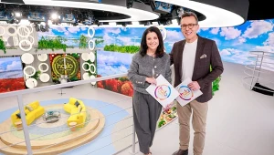 Katarzyna Cichopek i Maciej Kurzajewski na planie halo tu polsat