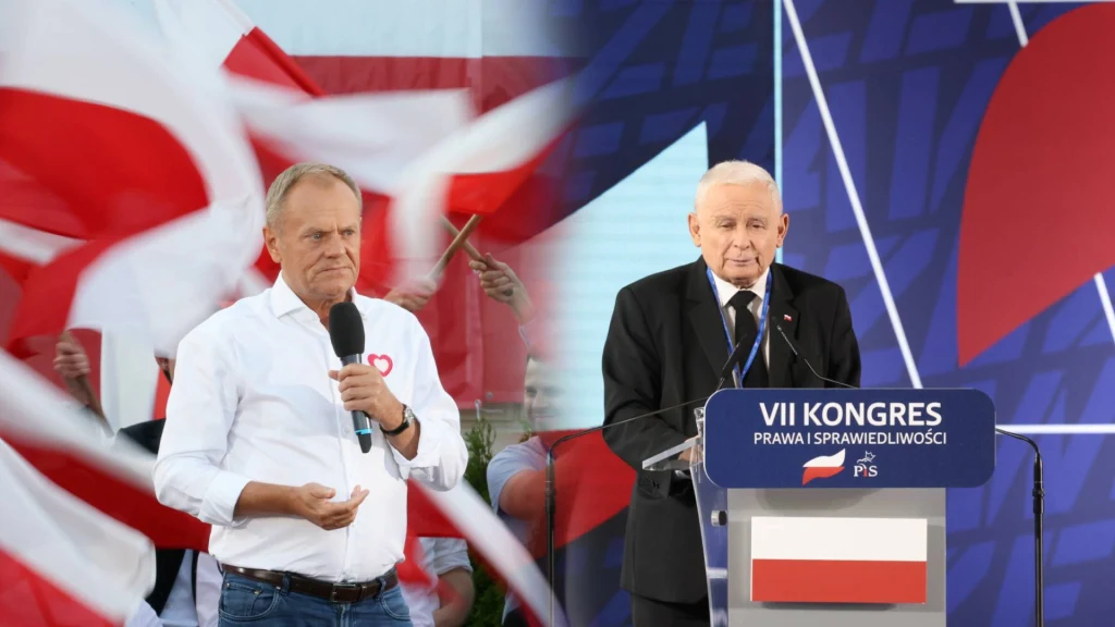 Prezes PO Donald Tusk oraz prezes PiS Jarosław Kaczyńśki
