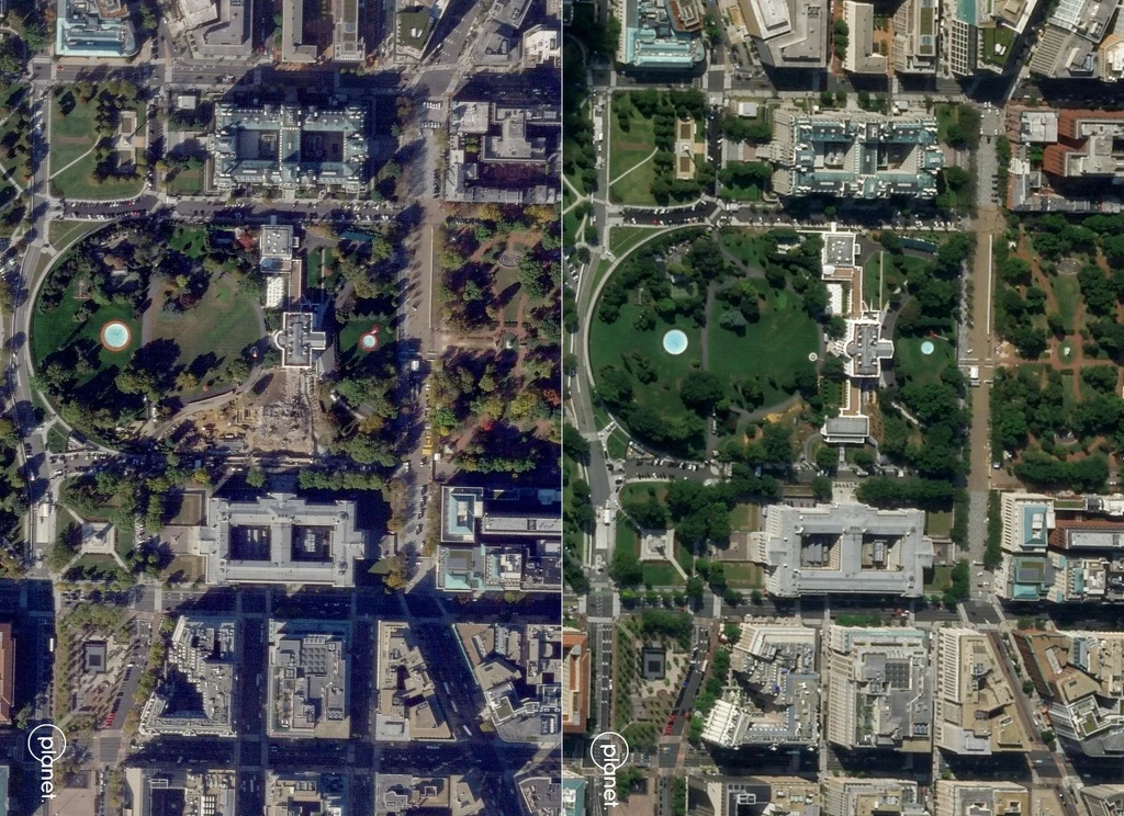 Zdjęcia satelitarne pokazują skalę zniszczeń po wyburzeniu wschodniego skrzydła Białego Domu Zdjęcia satelitarne pokazują skalę zniszczeń po wyburzeniu wschodniego skrzydła Białego Domu