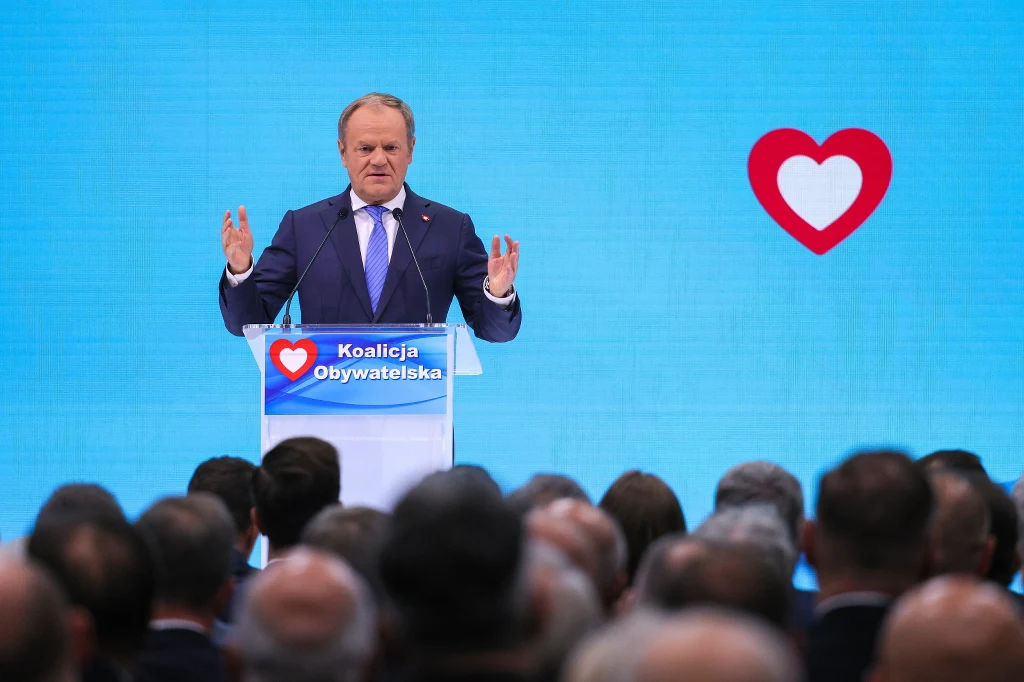 Premier Donald Tusk podczas konwencji zjednoczeniowej