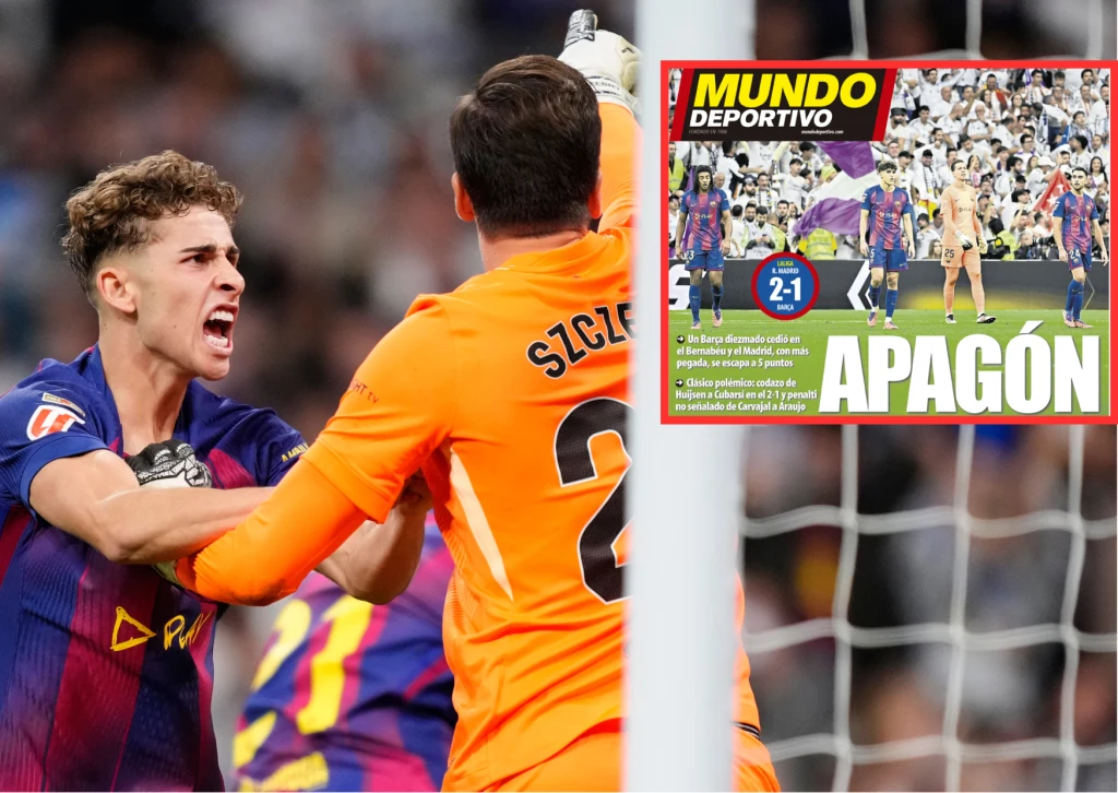 Wojciech Szczęsny podczas El Clasico, w ramce okładka "Mundo Deportivo